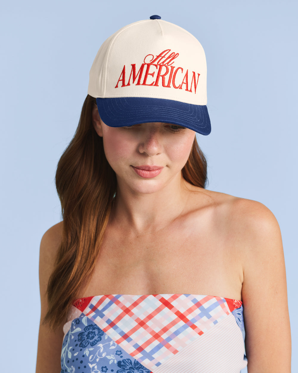 All American Trucker Hat - embroidered snapback