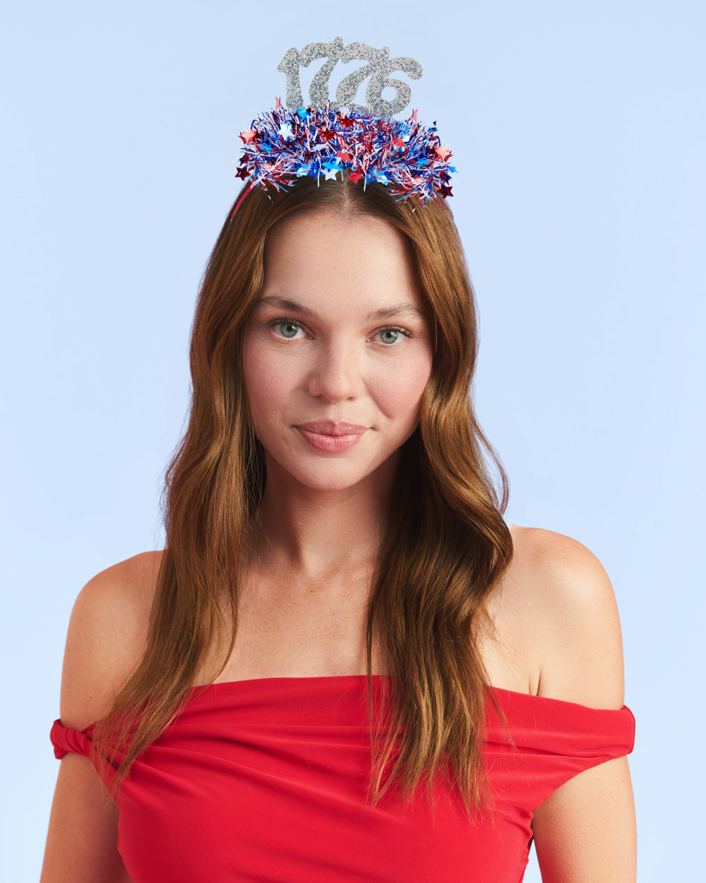 America 250 Headband - patriotic tinsel headband