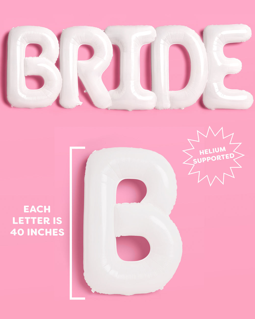 XL BRIDE Balloons - 40" white matte balloons