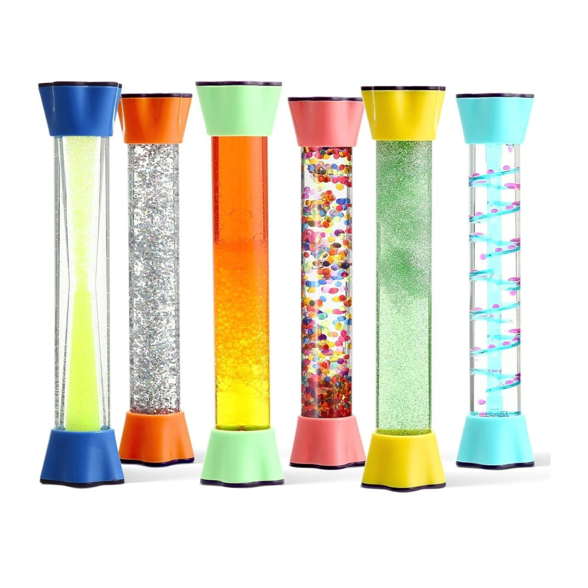 Special Supplies Liquid Motion Bubbler Toy Cool Tubes 6-Pack Colorful Hourglass Timer with Droplet Movement, Bedroom, Sensory Play, Cool Home or School