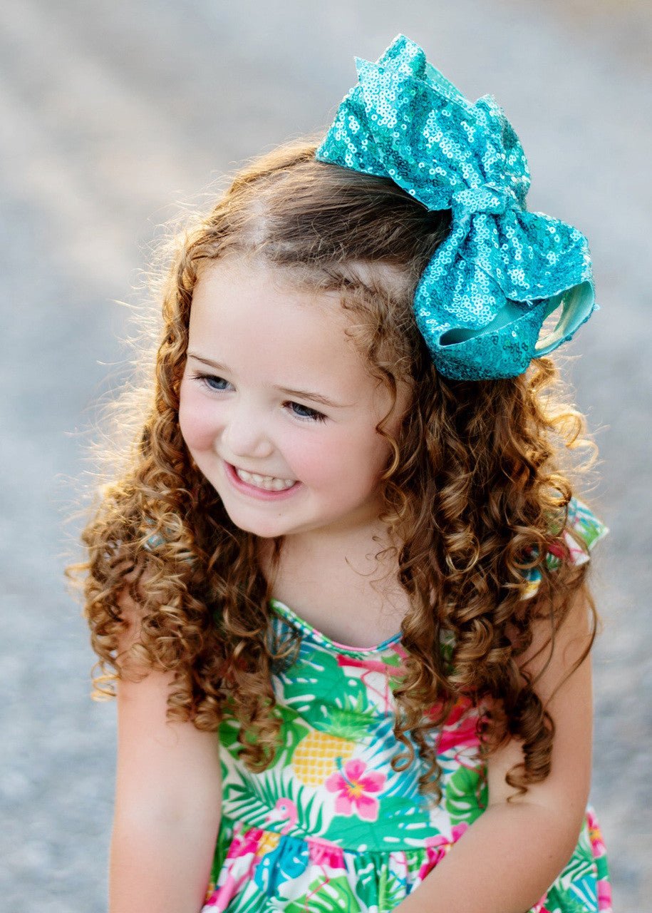 Sequin Texas Size Hair Bows - Alligator Clip - 6.5"