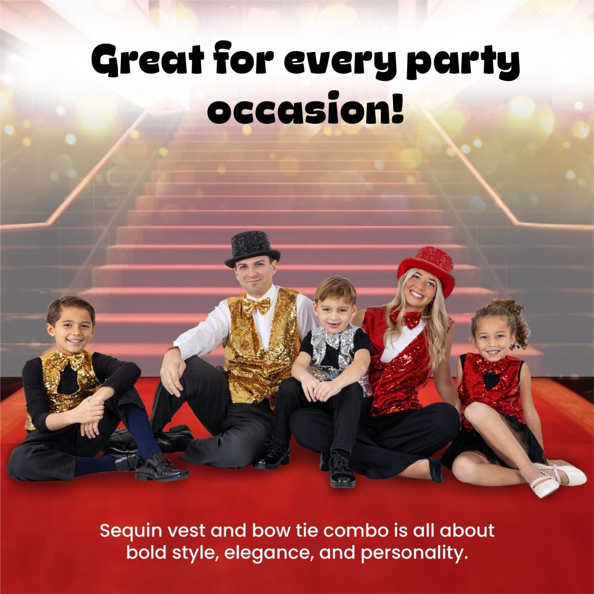 Sequin Vest with Bowtie - Adults