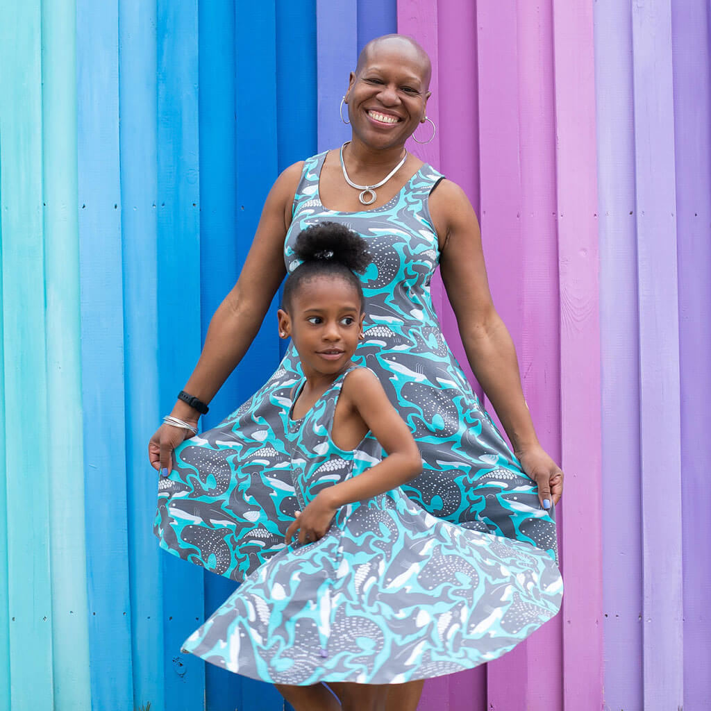 "Megabites" Sharks Sleeveless Play Dress with Pockets