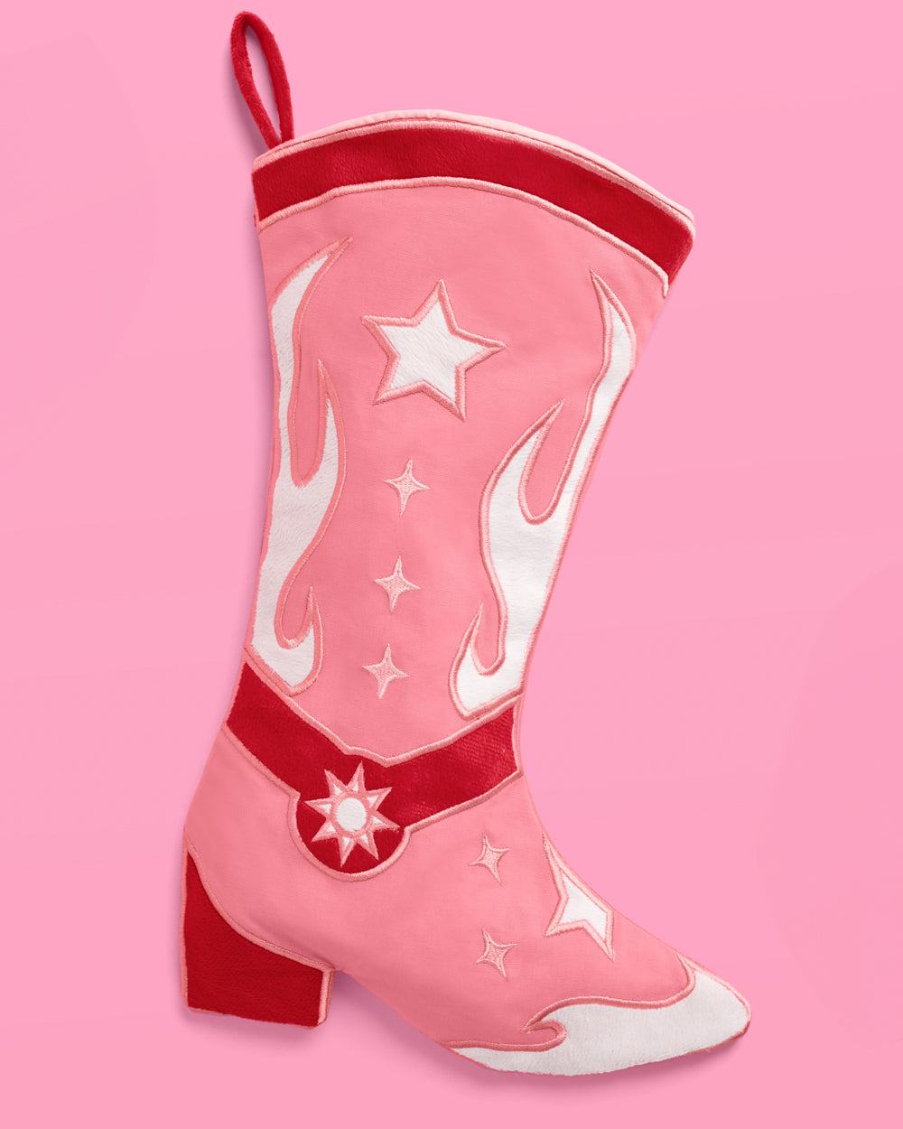 Cowgirl Boot Stocking - pink and red stocking