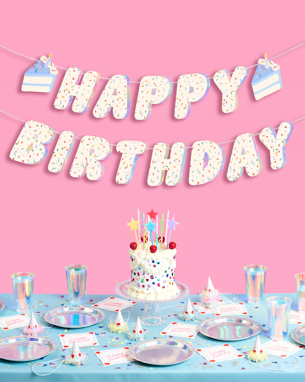 Bday Cake Banner - iridescent foil banner