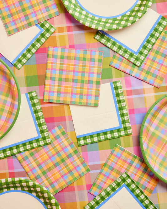 Summer Camp Napkins - 24 plaid paper napkins