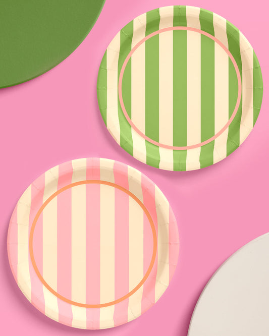 Pool Boy Plates - 24 striped paper plates