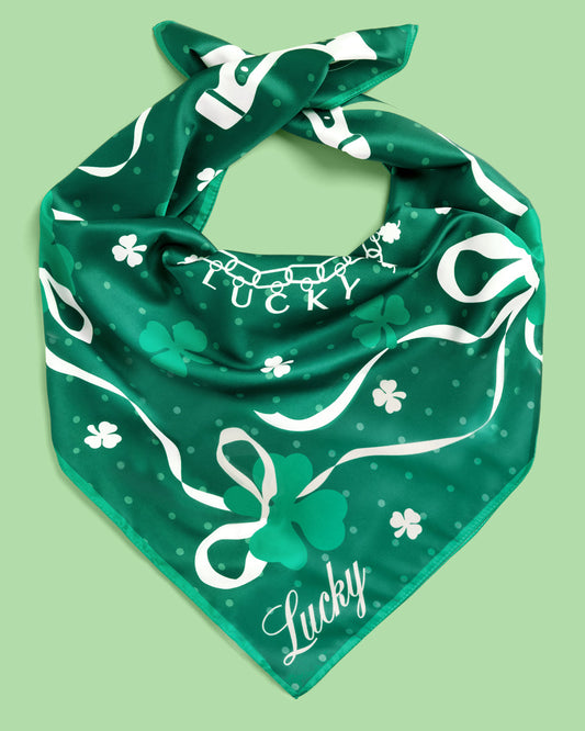 Kiss me, I'm Irish Headscarf - green silk headscarf