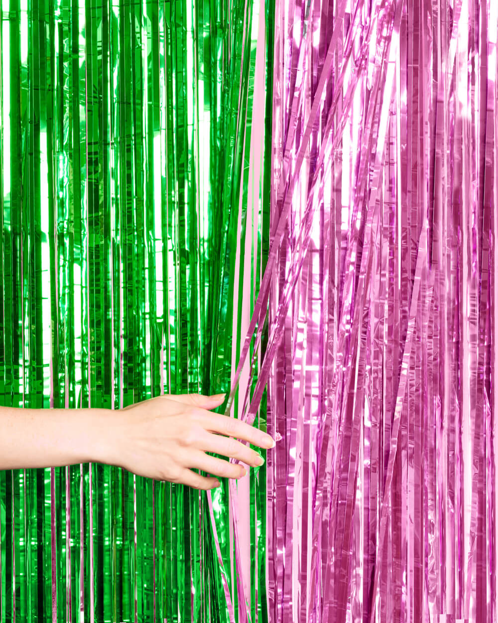 Pink + Green Curtain - pink + green foil curtain