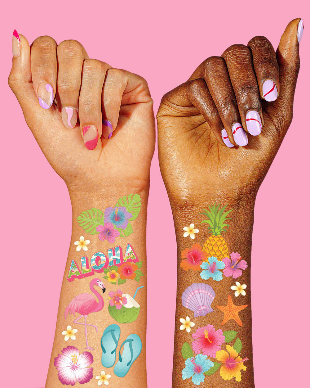 Tropical Glitter Tattoos - 2 temporary tattoo sheets