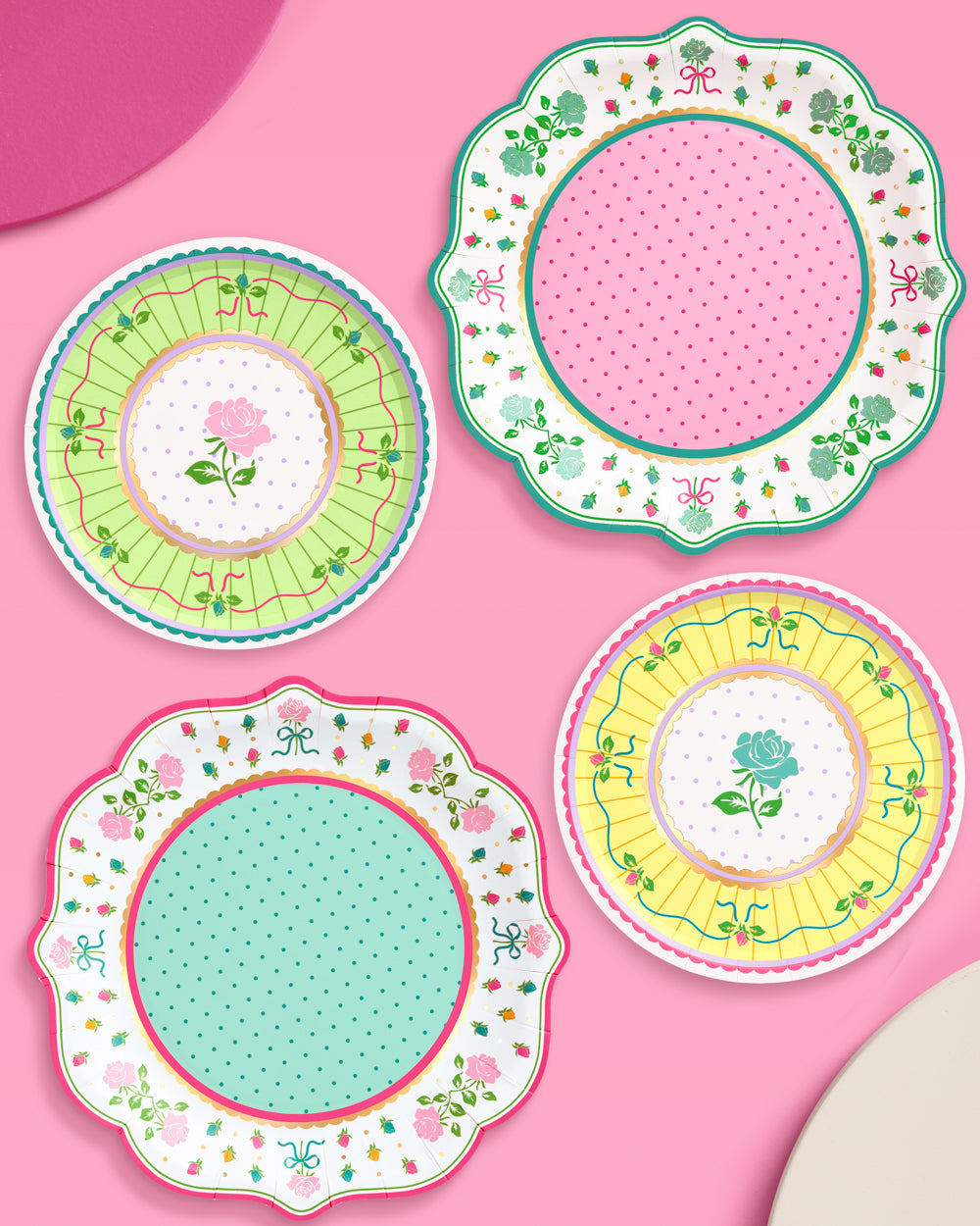 Tea Party Plates - 32 pastel floral plates