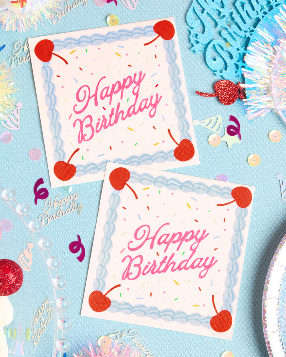 Bday Cake Napkins - 25 sprinkle napkins