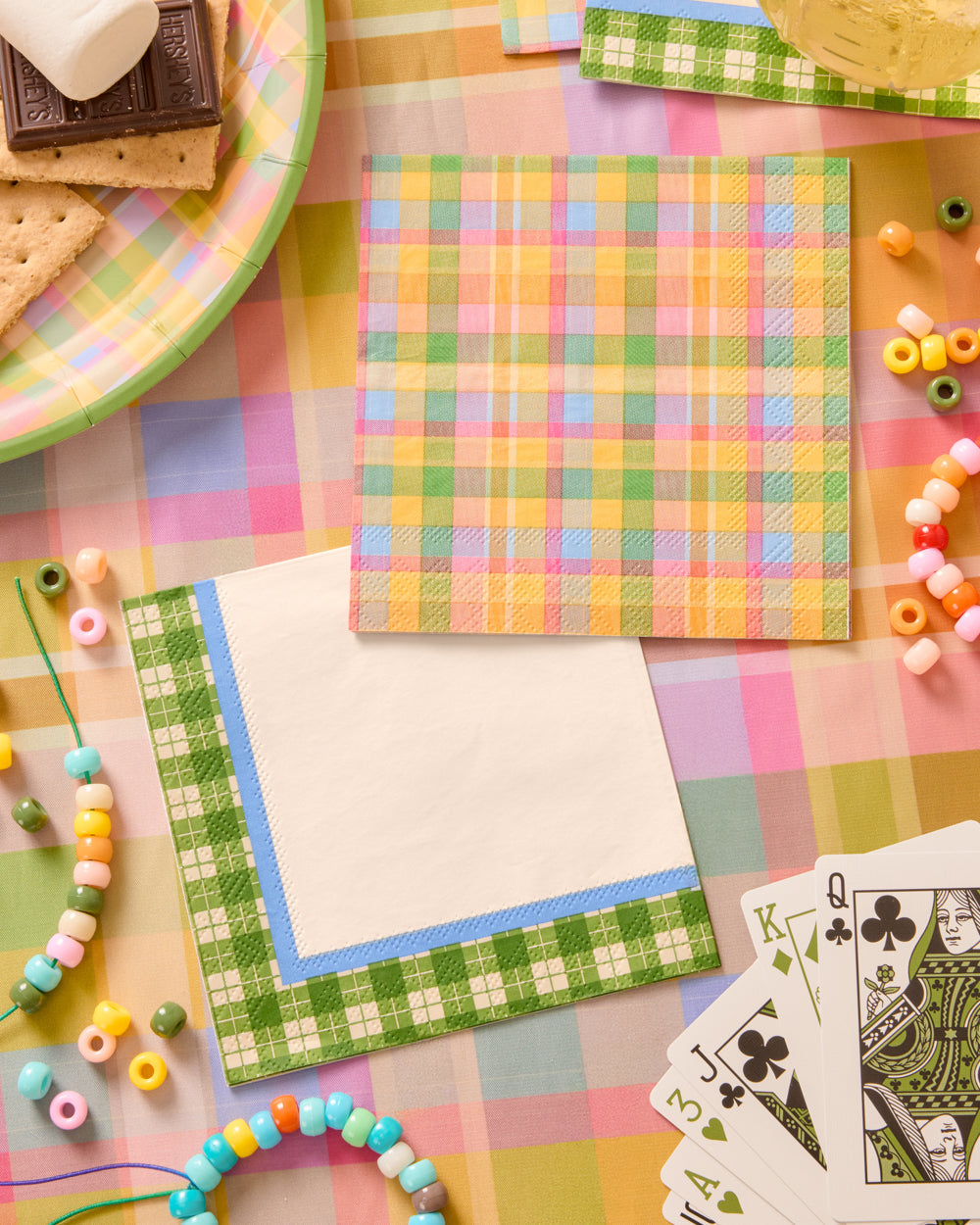 Summer Camp Napkins - 24 plaid paper napkins