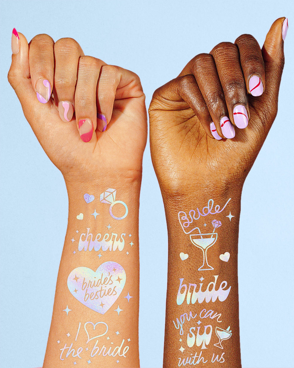 Bride's Besties Tats - 40 foil temporary tattoos