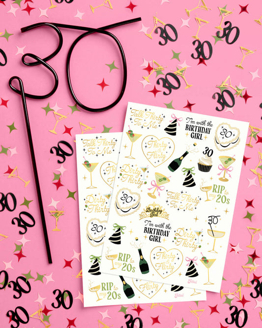 30th Bday Bundle - tats, straw + confetti