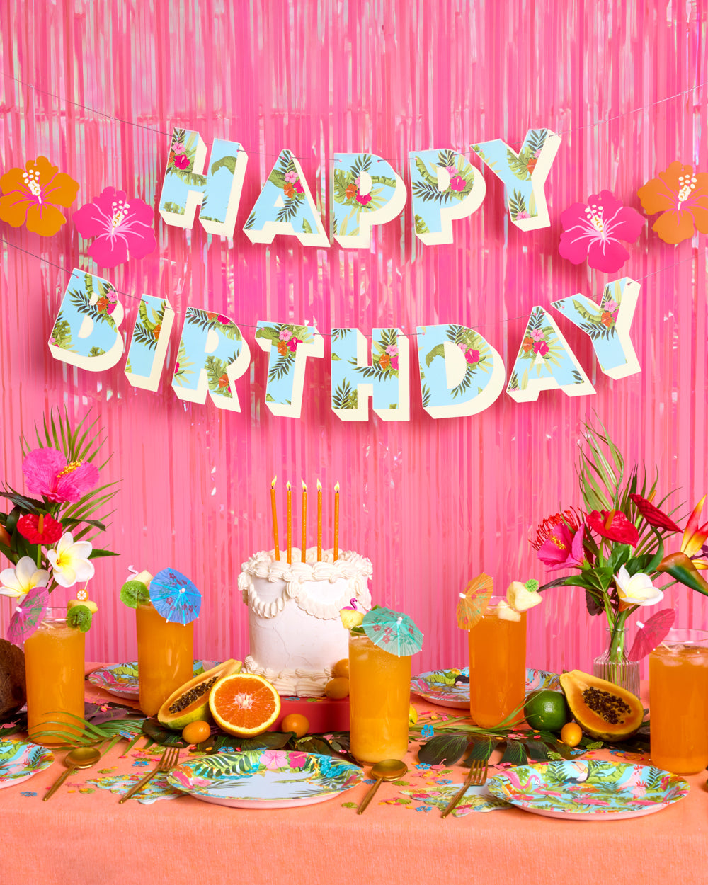 Aloha Birthday Banner - matte colorful banner