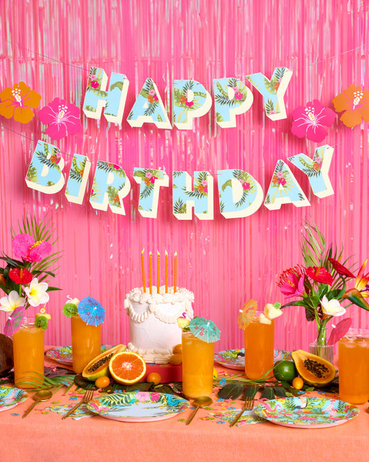 Aloha Birthday Banner - matte colorful banner