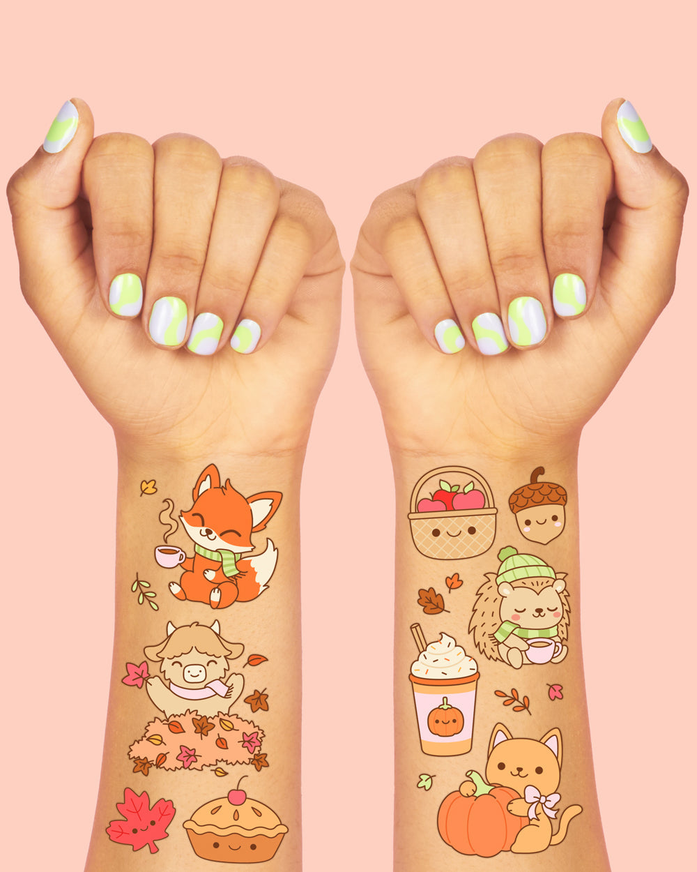 Fall Kawaii Tattoos - 58 temporary tattoos