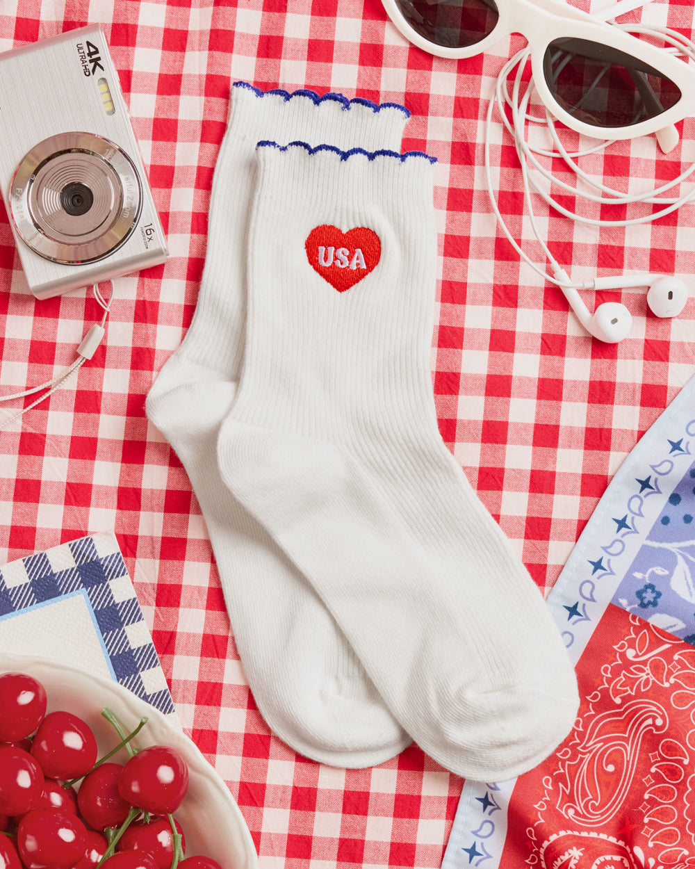 America 250 Socks - white crew socks