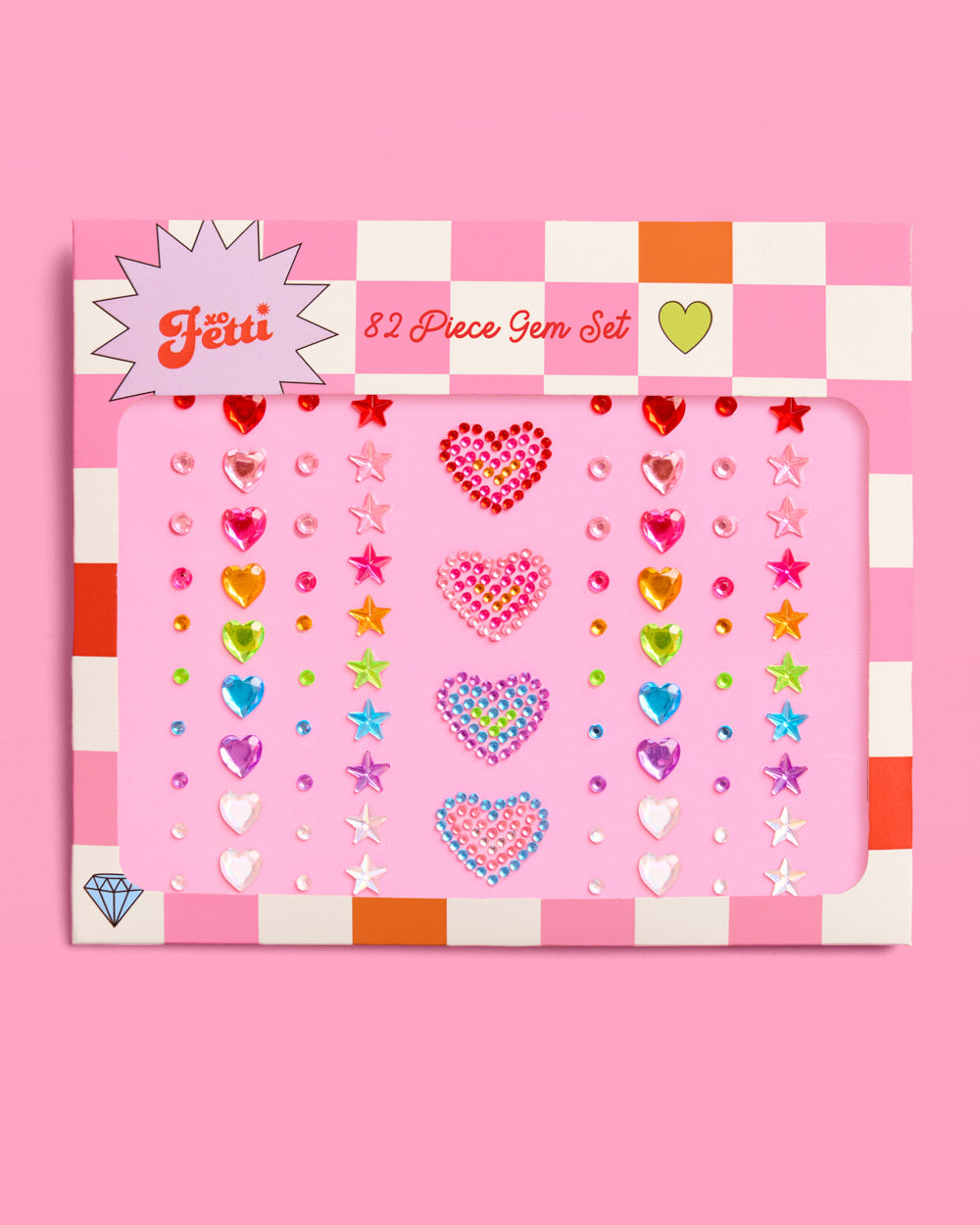 Heart Face Gems - 82 pc rainbow rhinestones