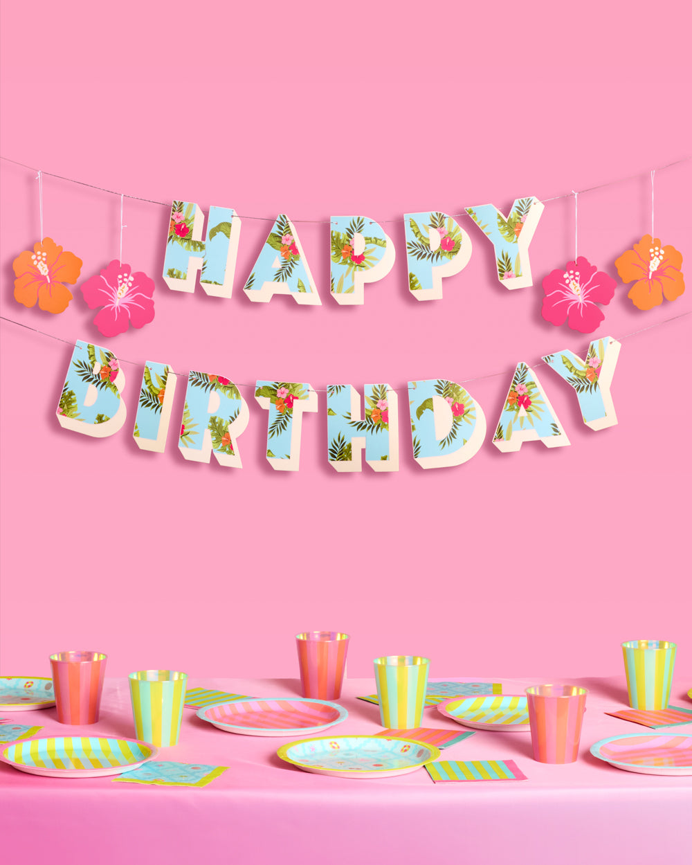 Aloha Birthday Banner - matte colorful banner