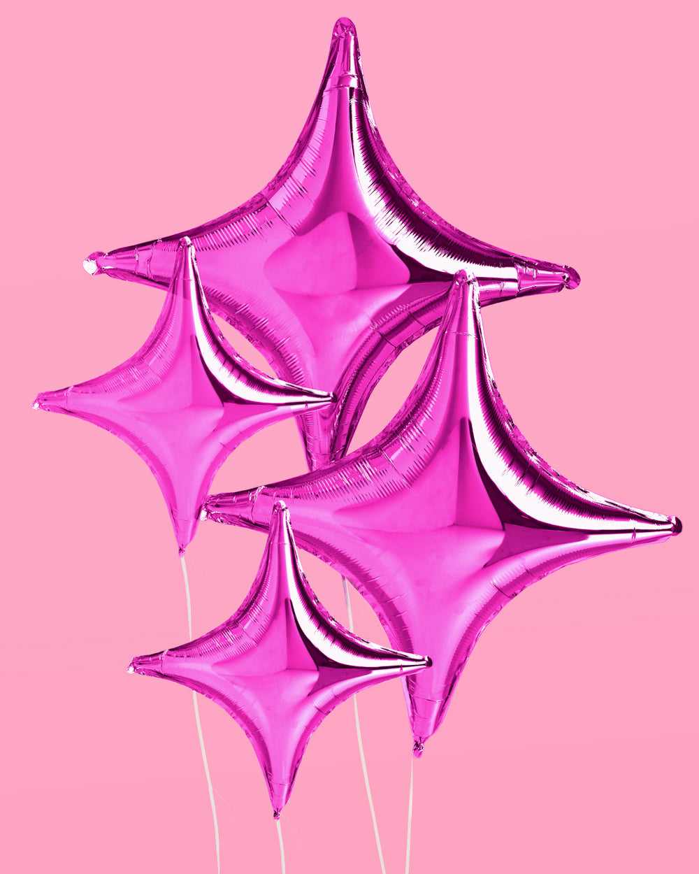 Pink Sparkle Balloon - 6 pc silver foil set