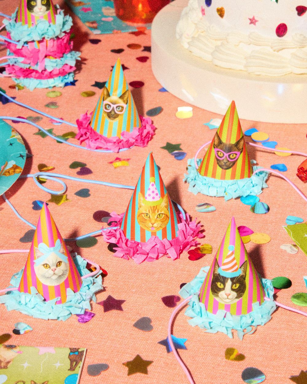 Cat Mini Party Hats - 10 paper hats