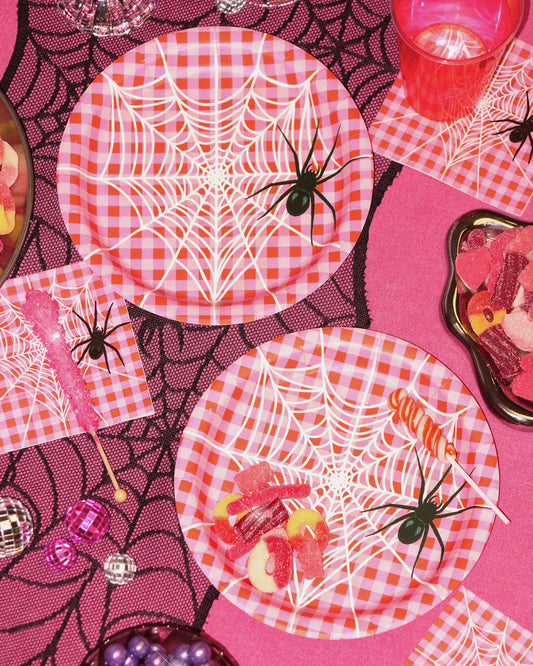 Pink Halloween Plates - 25 paper plates