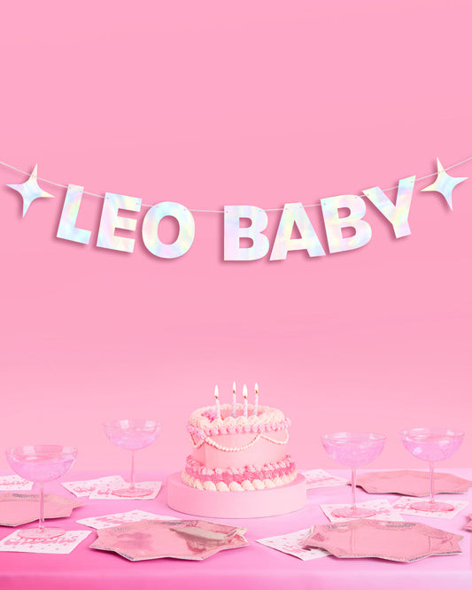 Leo Baby Banner - iridescent foil banner