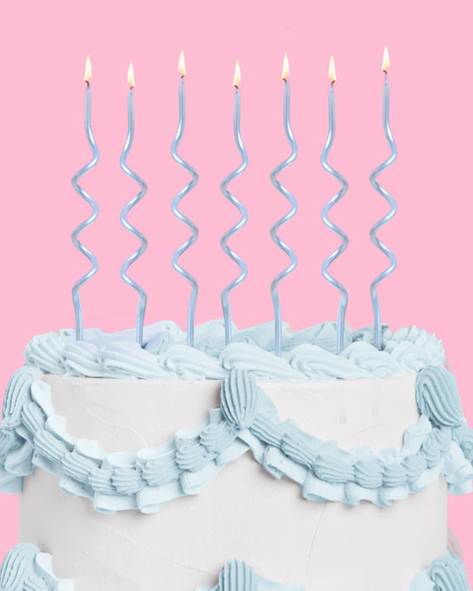 Pearl Blue Candles - 10 wavy candles