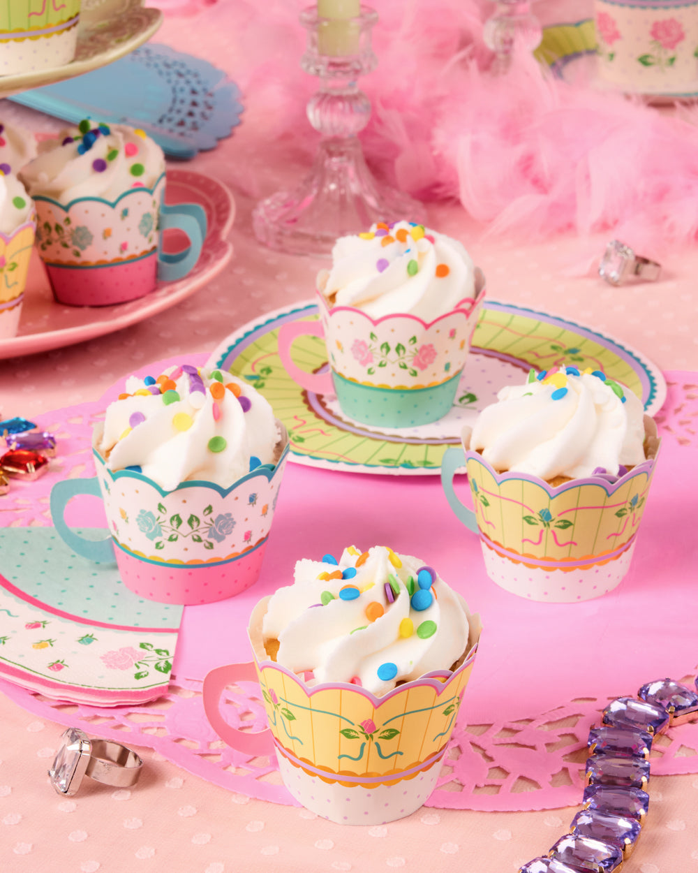 Tea Party Cupcake Wrappers - 24 pc tea cup set