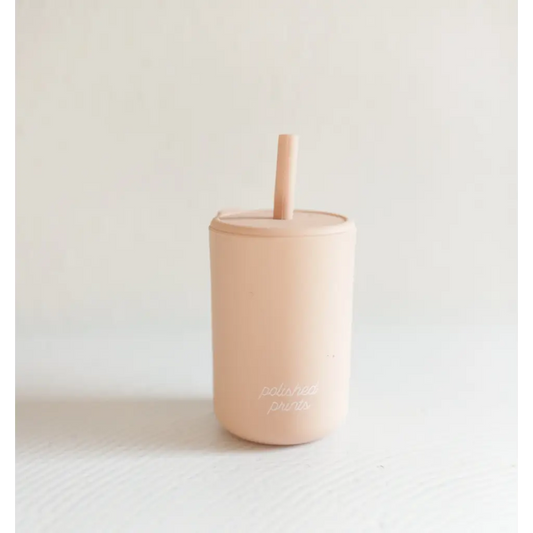 Mini Silicone Straw Cups for Kids in Peach