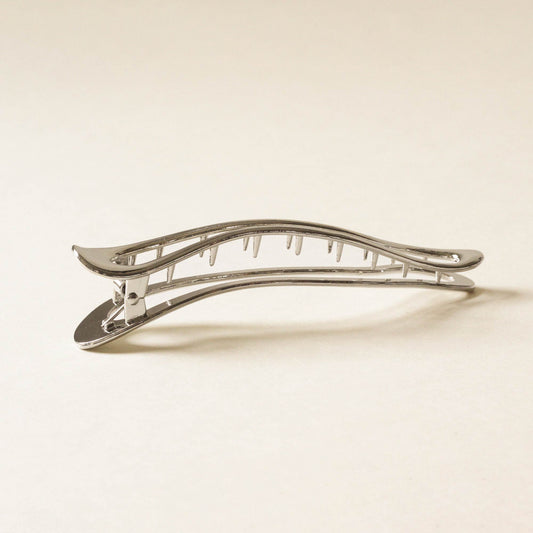 Long Wave Metal Hair Claw Clip | Silver