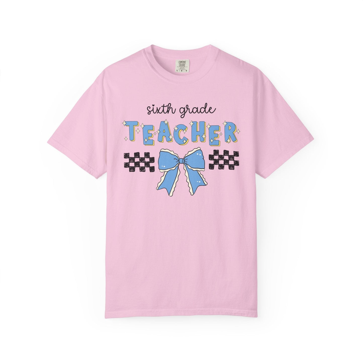 Sixth Grade Teacher Tee Shirt with Bow