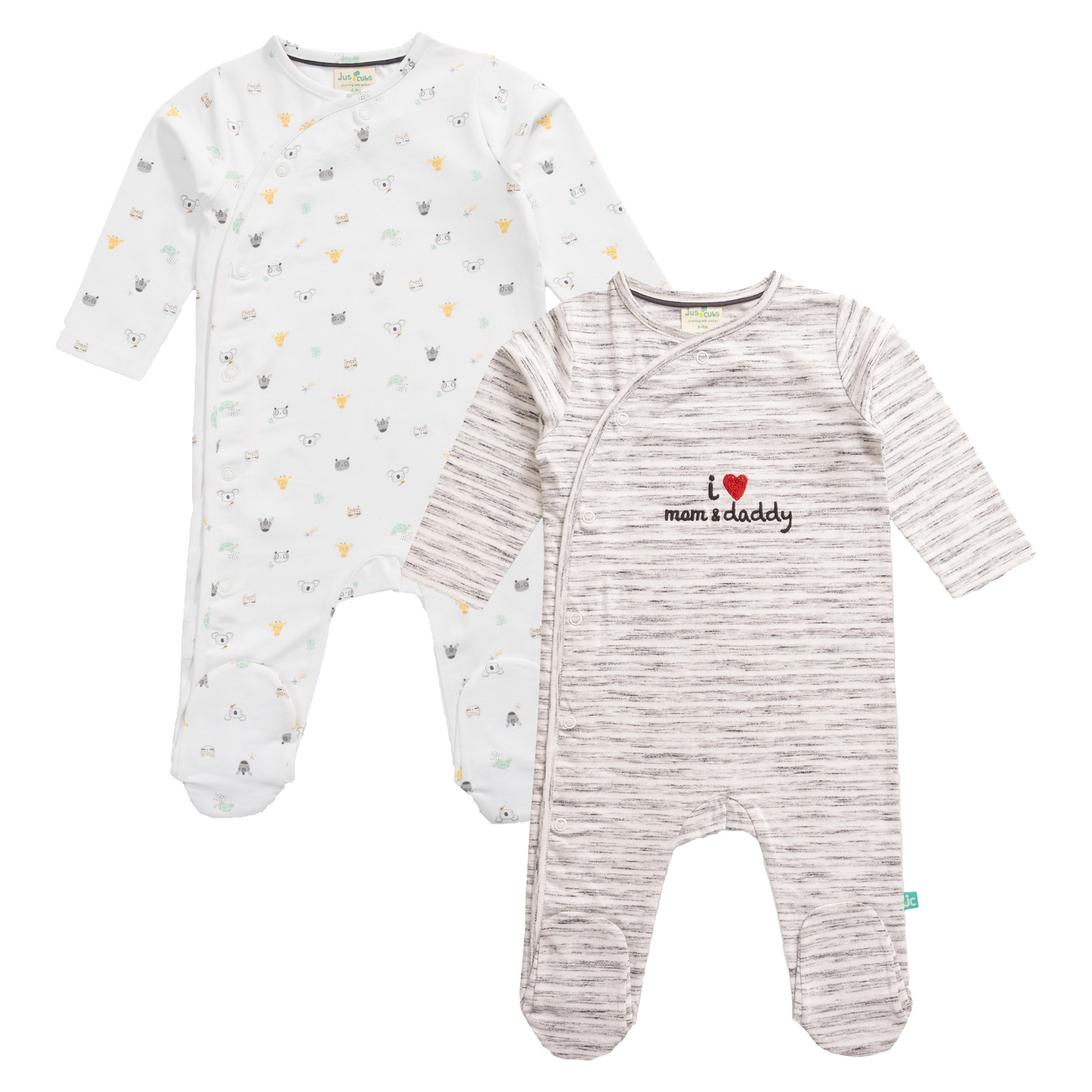 Animal-Themed Sleepsuit with Footies for Baby Boys - Pack of 2
