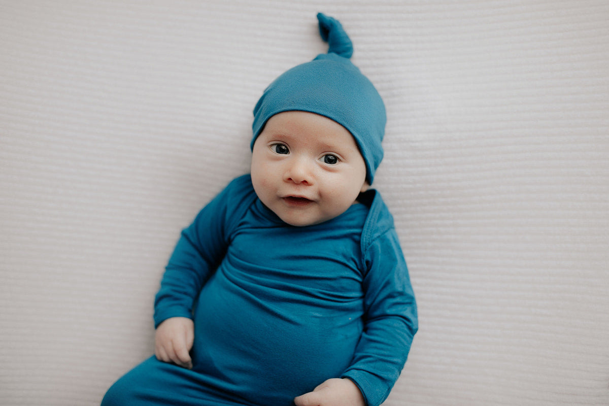 Blue Knotted Newborn Baby Gown