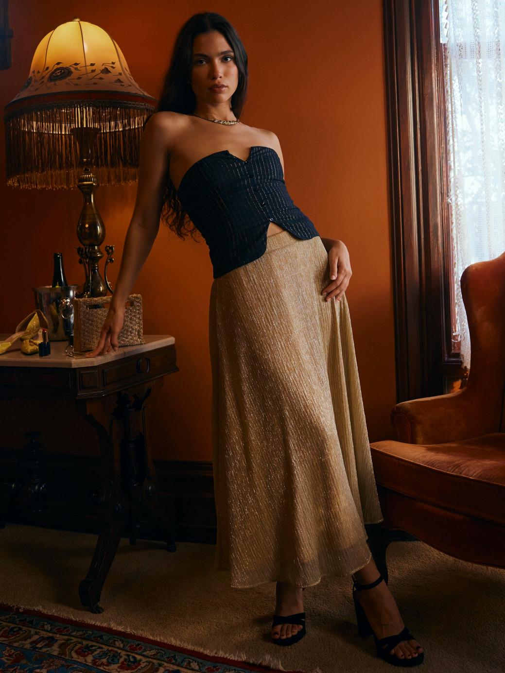 Michelle Top - Black Lurex Stripe