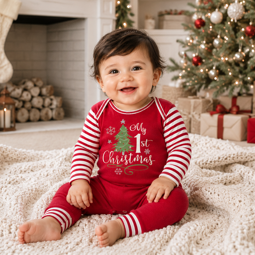My 1st Christmas Cotton Romper