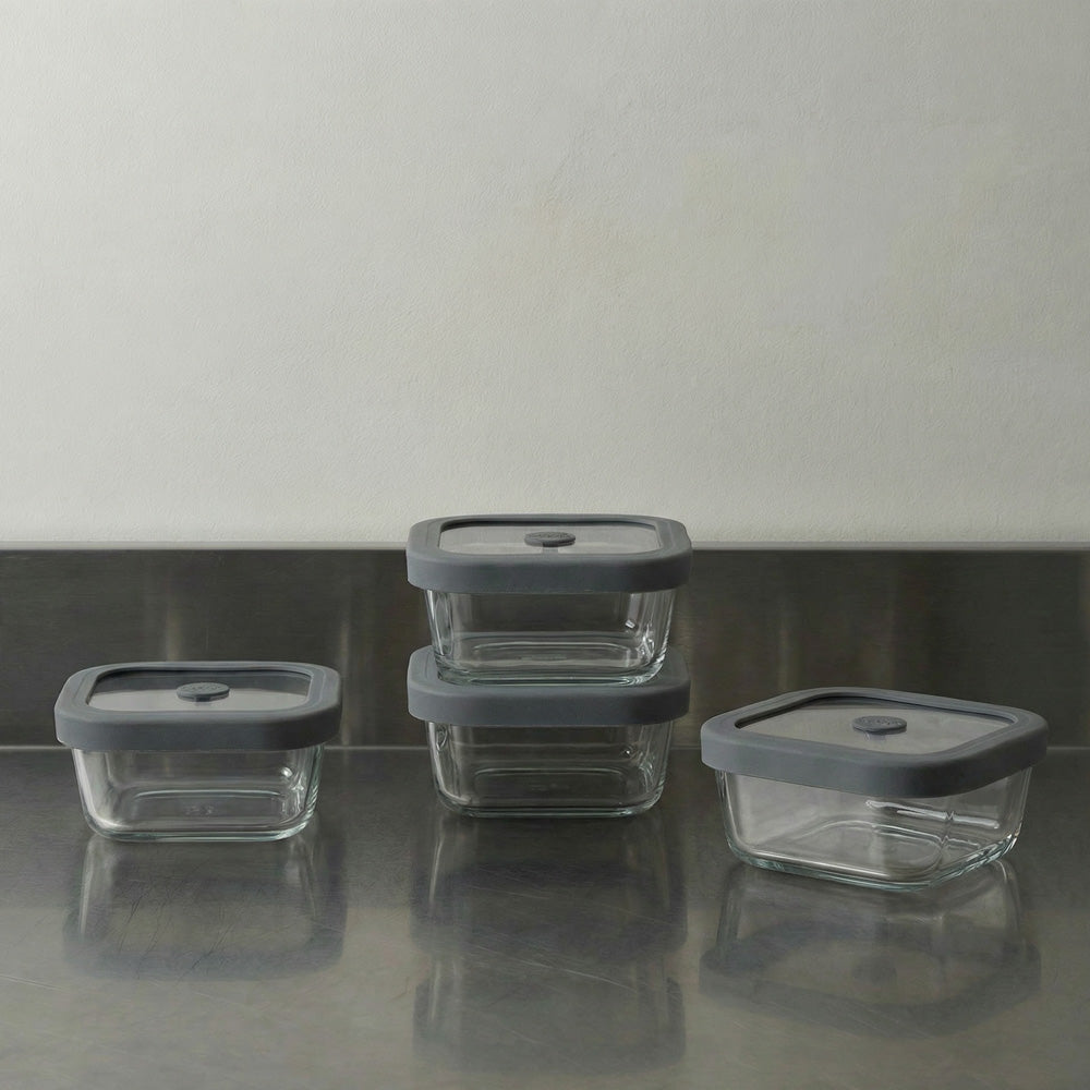 Square Glass Food Storage Containers (Set of 4)