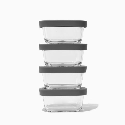 Square Glass Food Storage Containers (Set of 4)