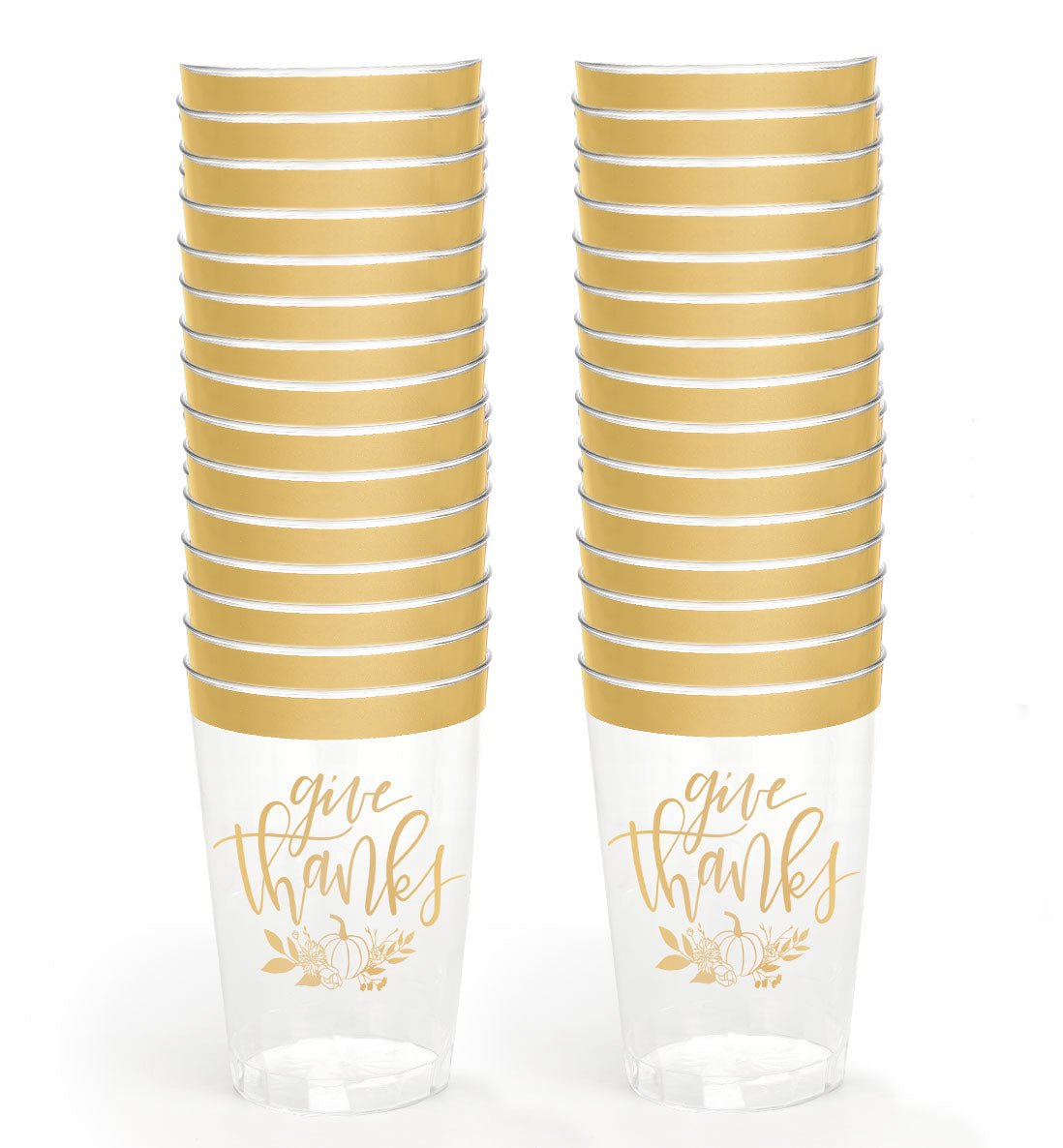 Give Thanks Cups - 30 gold foil plastic cups