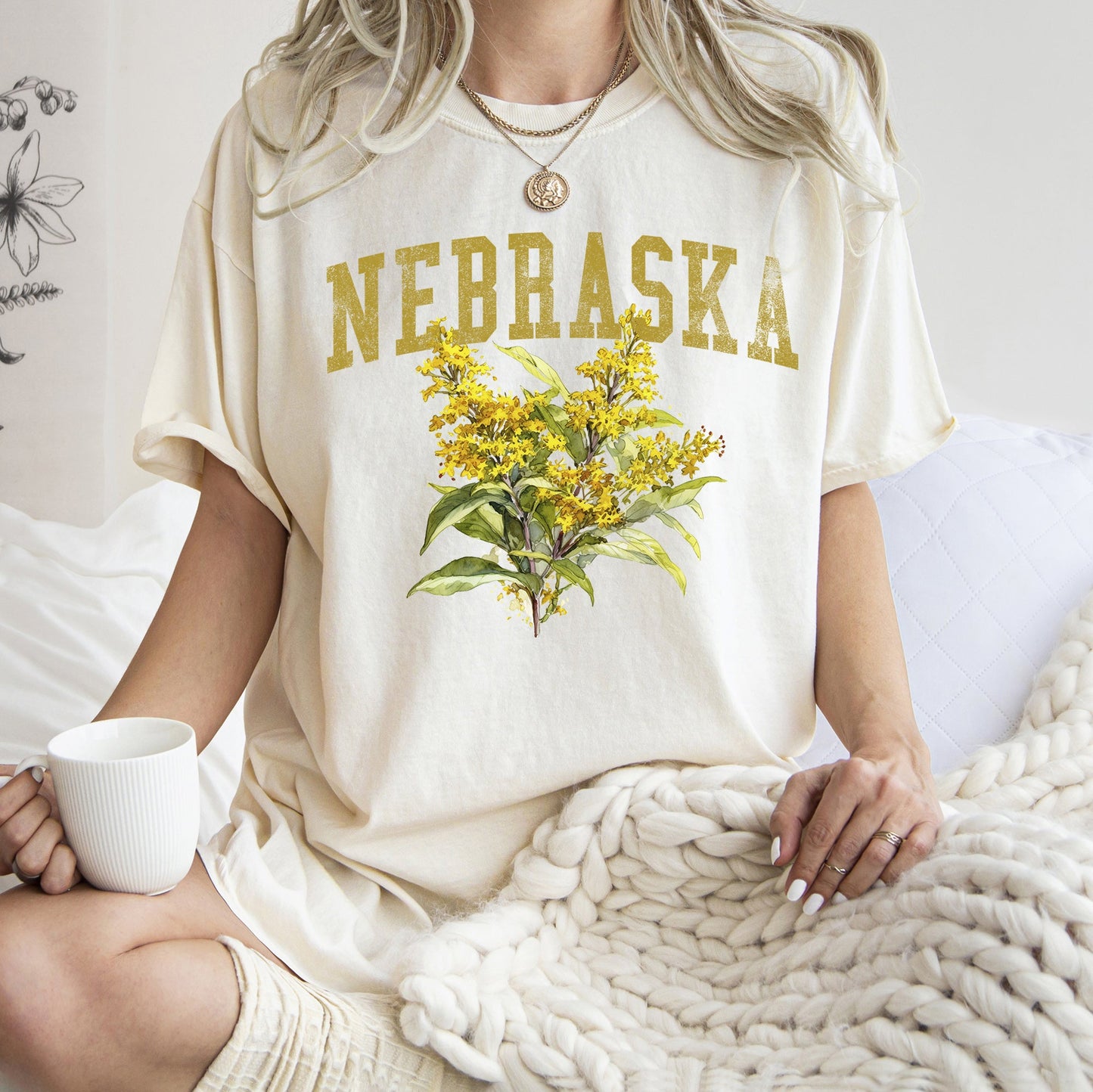 Nebraska State Flower Comfort Colors Tshirt