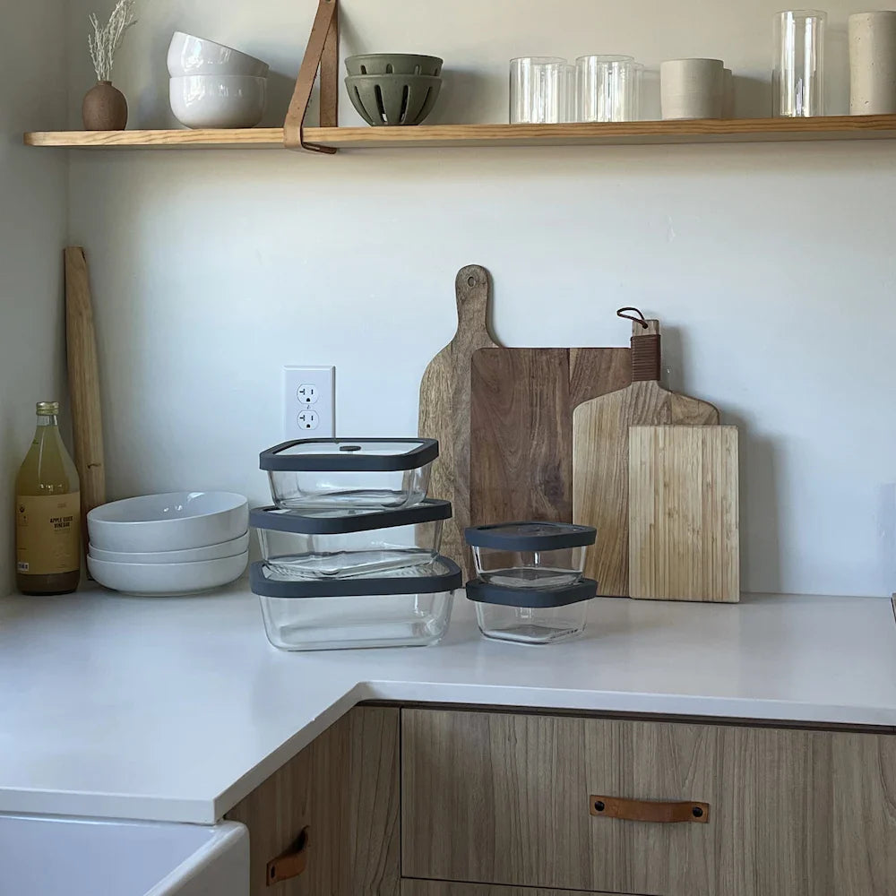 Square Glass Food Storage Containers (Set of 4)