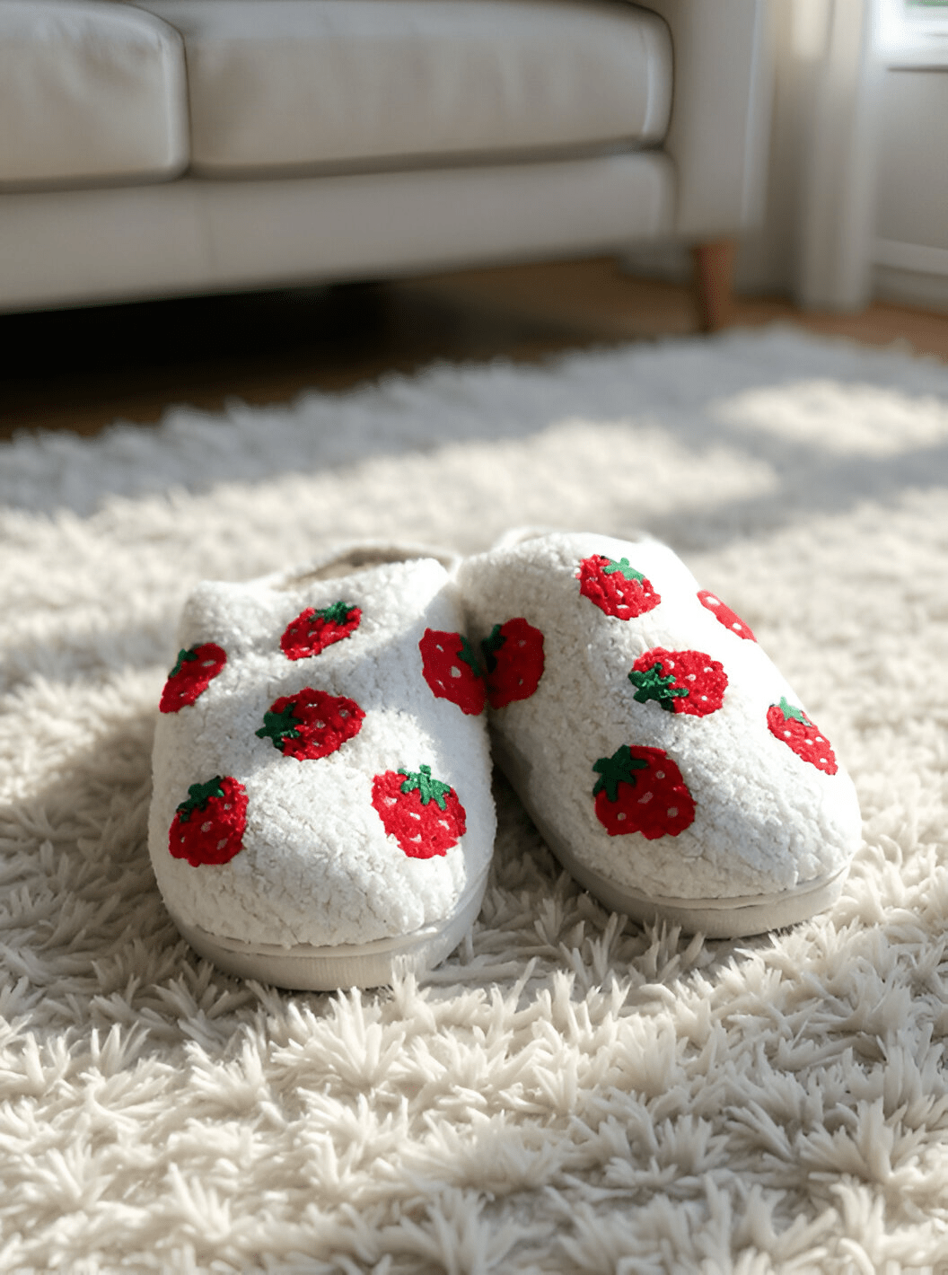 Strawberry Plush Slippers