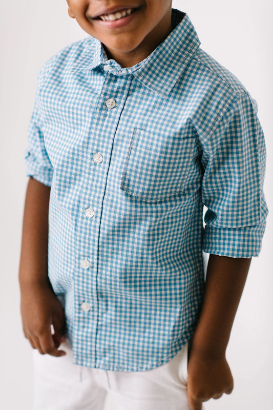 Stretch Poplin Organic Button Down Shirt - Baby