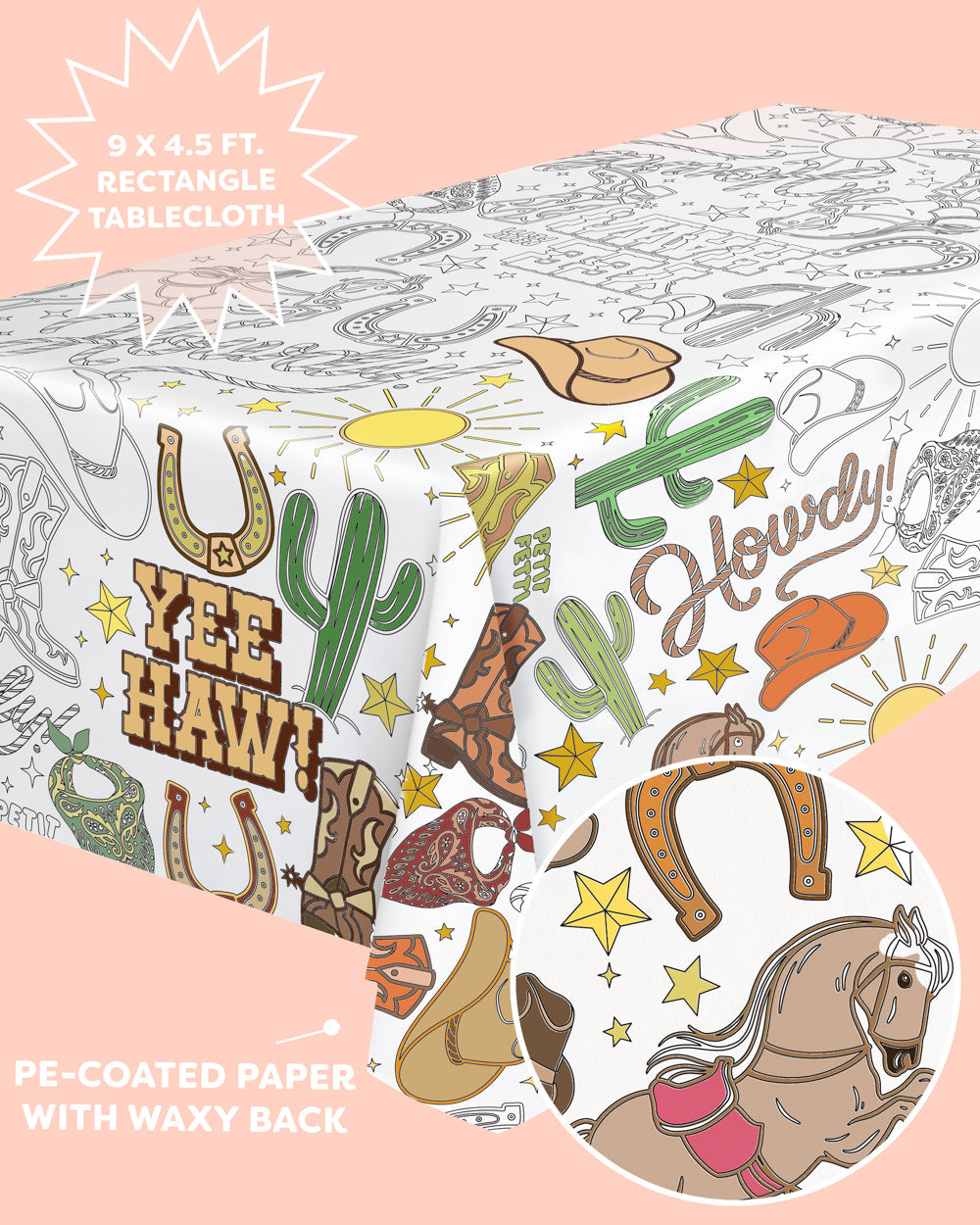 Western Coloring Tablecloth - paper coloring tablecloth
