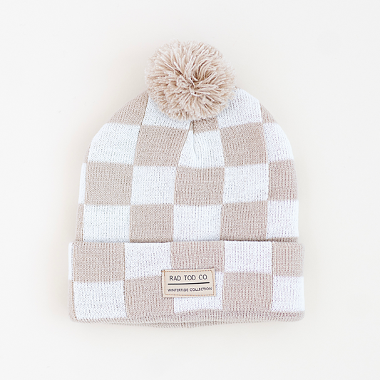 TAN CHECKERED BEANIE