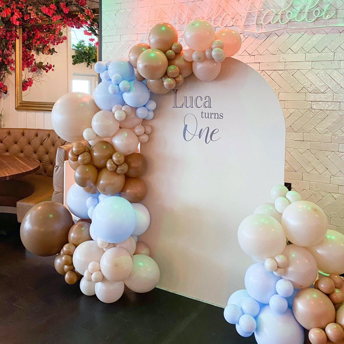 Teddy Bear Brown & Blue Balloon Garland Kit