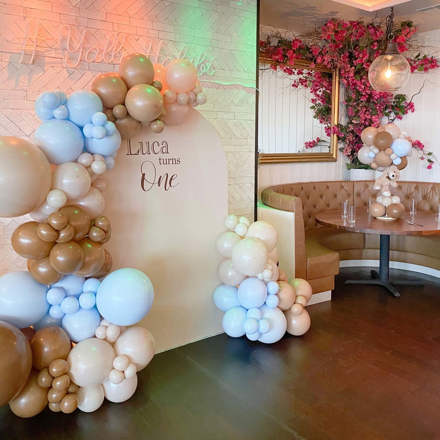 Teddy Bear Brown & Blue Balloon Garland Kit
