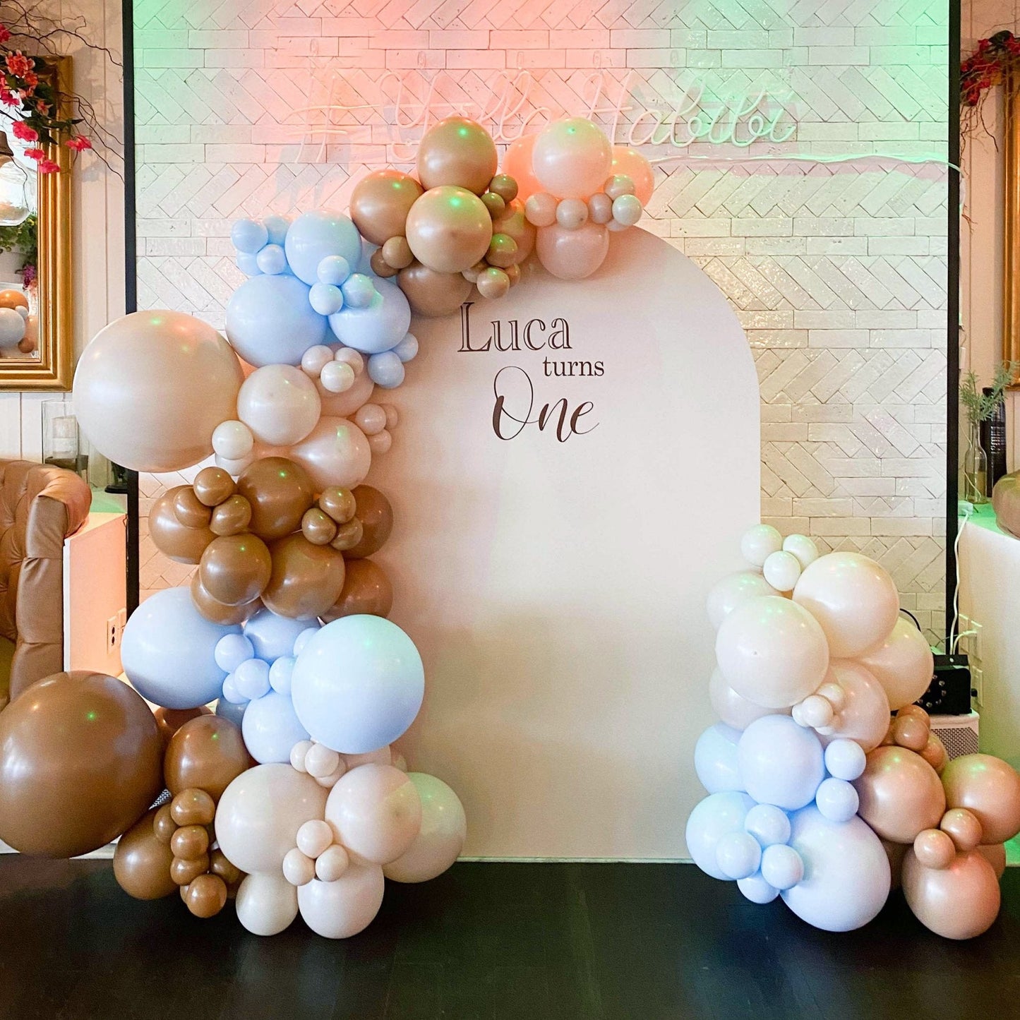 Teddy Bear Brown & Blue Balloon Garland Kit